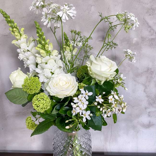 Classic Whites..  Flowers may change due to seasonal changes